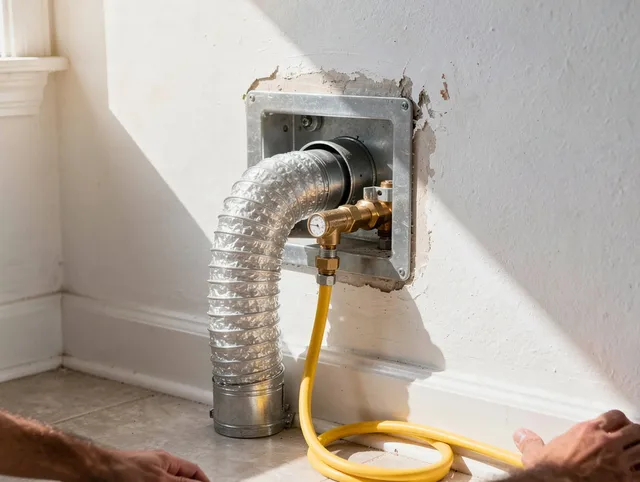 Poinciana Dryer Vent Cleaning certified technician performing specialized gas dryer vent cleaning in Poinciana